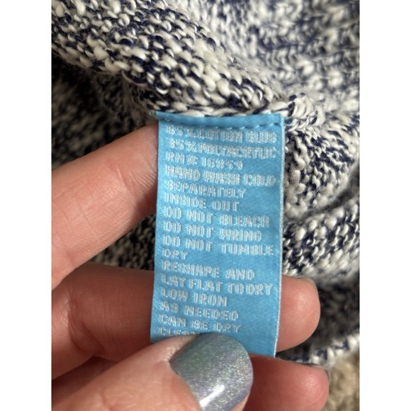 NWT J McLaughlin XS Martie Raglan Sleeve Crewneck Sweater Knit Navy White Preppy - Picture 3 of 5